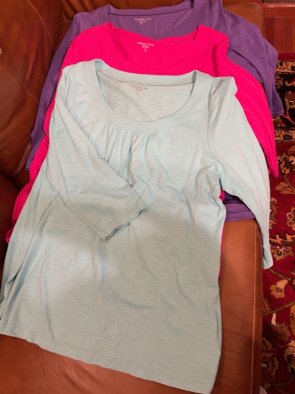 Coldwater Creek Women’s XL/16, 3/4-Sleeve Tops — 3-Pack